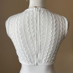SheIn | White Sleeveless Cropped Zipper Back Cable Knit Sweater Sz 4 Photo 3