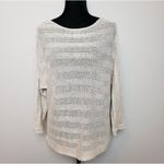 Tahari Linen Top Blouse Knit Crochet Pullover Long Sleeve SMALL NEW Photo 1