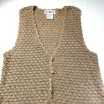 White Stag Crochet Sweater Vest Beige Ramie Cotton Large Boho Cottage Retro Hippy Festival Photo 0