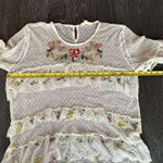 Grand & Greene Women's XL White Floral Embroidered Ruffle Blouse Short Sleeve Photo 7