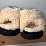 UGG Fuzz Sugar Cross Slide Natural Casual Classic Comfy Outdoor Fall Cozy Style Photo 3