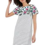 Joules Riviera Print Dress In Spring Wood Botanical White Size 6 Photo 0