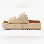 NEW Raffia Platform Sandals Comfortable Buckle Straps Espadrilles Slides Shoes 8 Tan Photo 1