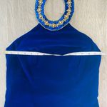 Vintage 80s zum Zum blue velvet retro shift dress with rhinestone collar top s Photo 12