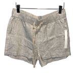 Caslon  Linen Blend Elastic Waist Pull On Shorts Tan Striped NWT Size XS‎ Photo 0