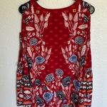 Style & Co . Fantasy Floral Red Blue Long Bell Sleeve Blouse Size Small Photo 5