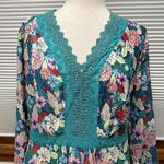 Matilda Jane  NWT Teal Kookaburra Boho Floral Lace Peasant Top Photo 2