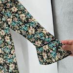 ZARA  Women's Floral Print Ruffled Bell Sleeve Mini Dress Green Cream Size Medium Photo 6