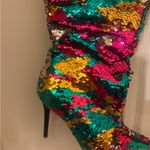 Akira Beautiful  Multicolor Sequin Knee high Stiletto Boots Photo 2