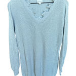 Le lis  Blue Frayed Raw Hem Distressed Knit‎ Sweater Mini Dress Size Small Womens Photo 0