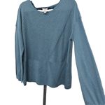 J. Jill Rib Knit Boat Neck Pullover Sweater Long Sleeve Light Blue Size Large L Photo 2