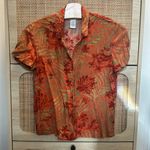 Norton Mcnaughton  Orange, Red, Green Floral Button Down Collar Blouse size PS Photo 0