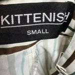 Kittenish ivory green and brown striped wide leg satin pants size small Photo 6