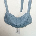 We Wore What  Blue New Without Tag Tie Halter Ribbed Bra Top Photo 1