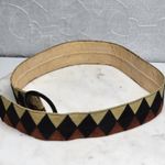 Saint Laurent Vtg Rive Gauche Suede Belt France Bakelite Buckle Geometric 31” Photo 13