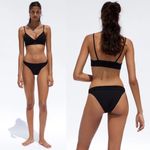 ZARA  HIGH WAISTED SWIM BIKINI BOTTOMS FLORAL LEAF PRINT BLACK SIZE S NEW Photo 1