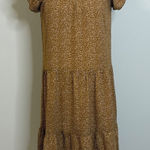 Ruffle Sleeve Tiered Midi Long Short Sleeve Alredine Dress NWOT Casual Brown XS Photo 0