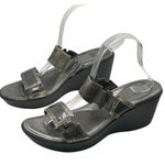 Naot Wedge Sandals Womens 9 Metallic Gray Patent Leather Slip On Comfort Resort Photo 1