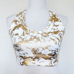 Lilly Pulitzer Luxletic Lindsay Sports Bra Shoreline Gold Foil Womens Size Small Photo 0
