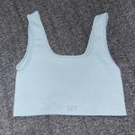 Set Active Box Cut Bra Size XS Grey Blue Color Light Support Workout Sports Bra Photo 0