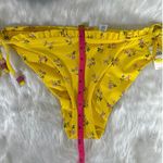 Aerie Women's Beaded Self Tie Ruffle Front Yellow Floral Prints Swimwear Bottom Photo 2