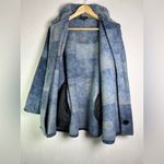 DAMEE Women Blue Patchwork Textured Fleece Coat Small Modern Artsy Button A Photo 6