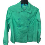 LL Bean Brand Women's Green 100% Cotton Peacoat Size Medium Pockets Photo 0