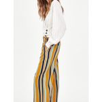 ZARA TRF Mustard Striped Wide Leg Culotte Cropped Pull On Pants Size Small Photo 1