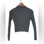 Brandy Melville Bridget Heather Grey Ribbed Collared Crop Cardigan Photo 1
