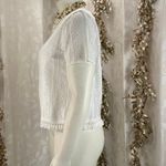 Michael Kors  White Lace Blouse Women’s M Fringe Hem‎ Short Sleeve Top Classic Photo 5