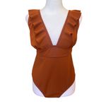 One Piece Swimsuit Lace Up Bodysuit Deep Neck Backless Bathing Suit Womens XL Photo 2