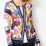 Talbots charming cardigan tea party printed sweater XL petite Photo 0