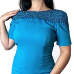 Oleg Cassini  Vintage Electric Blue Beaded Sheath Dress Size 8 Photo 1