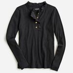 J.Crew EUC Ruffle Collar Ribbed Long Sleeve Top Black Size Small Photo 0