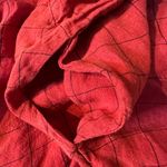 LISA BAYNE Red Grid 100% Linen Pullover Dress Kaftan Size XL Lagenlook Pockets Photo 6