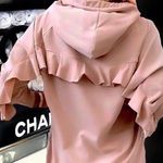 Lavishly Paris NWT, Apricot Ruffled Back Women’s Oversized Hoodie. Photo 0