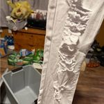 Elite Jeans  High Rise White Distressed Flare Jeans size 7-8 31 inseam nwt Photo 6