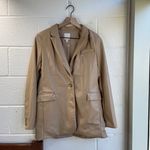 Joie NWT  Leather Faux Tan Beige Blazer Coat Jacket Blogger Pinterest Fav Cream Photo 7