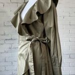 Autograph Wrap Dress Statement Collar Long Sleeve Ruffle UK Sz 6 Olive High Low Photo 7