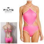 PilyQ New. Platinum pink crochet trim one piece. Medium. Retails $168 Photo 1