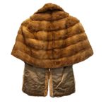 Luxurious Mink Fur Capelet Stole Shawl Brown Short Sleeve Evening Wrap Cape Gold Size M Photo 5