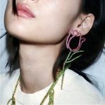 ZARA New! Rhinestone Tulip Earrings Photo 3