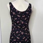 Vintage 90s Long Black Pink Floral Dress Size 11/12 Dark Floral Whimsy Goth Photo 4