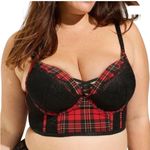 Torrid 44D XO Plunge lattice push up corset plaid check bra BC 2044 Photo 0