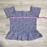 American Eagle Smocked Off-Shoulder Cropped Top Women’s Sz S Floral Periwinkle Photo 7