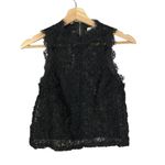 ZARA  Black Textured Lace Mock Neck Zip Back Tank Top S Photo 2