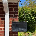 Etienne Aigner Croc Embossed Leather Black Shoulder Bag Photo 2