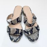 J.Crew  leather snakeskin embossed strap sandals with glitter heels Photo 0