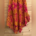 Nightcap  Clothing XS Red Orange Bohemian Ruffle Hi Low Linen Blend Skirt Photo 4