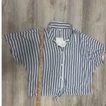 BeachLunchLounge  Olive Stripe‎ Tie Waist Top NWT Size M Photo 6